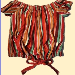 Striped Multicolor Off-Shoulder Top